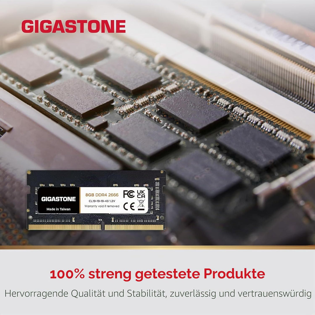 【DDR4 RAM Nur für Laptops】 GIGASTONE 8GB DDR4 2666MHz (2400MHz or 2133MHz) PC4-21300(PC4-19200/17000