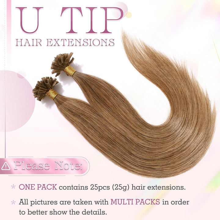 Elailite Echthaar Extensions Bondings Haarverlängerung Braun U-tip Keratin Haar Extension Glatt 25 S