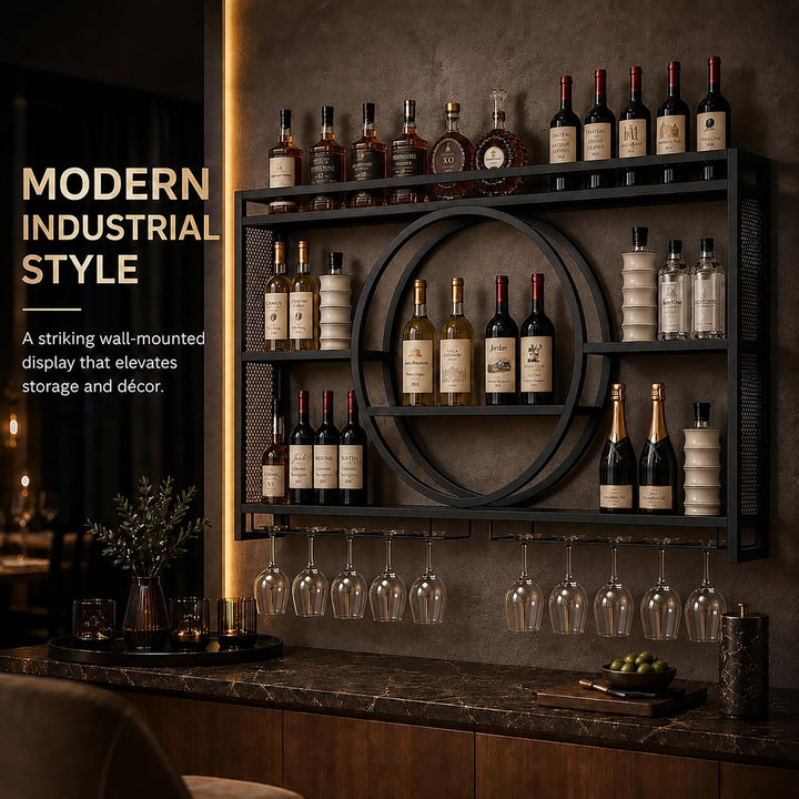 Modernes Metall Weinregal Wand, Bar-Einheit Schwebendes Regal, Weinregale Display Rack Aus Eisen, Ba