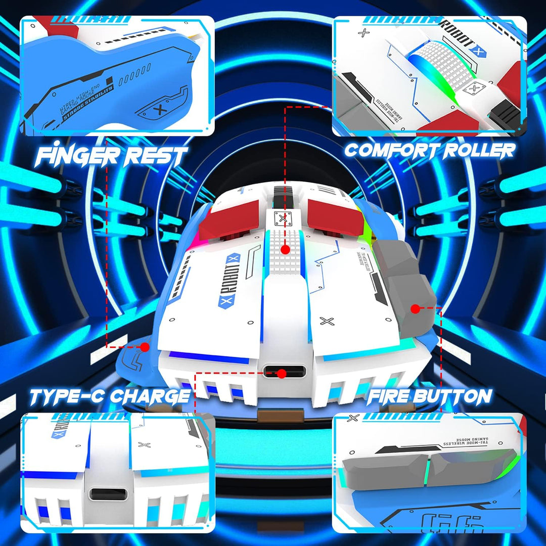 G6 Tri-Mode-Maus, kabelgebundene 2,4-G-Bluetooth-Maus Typ C mit 11 RGB-Hintergrundbeleuchtung, mecha
