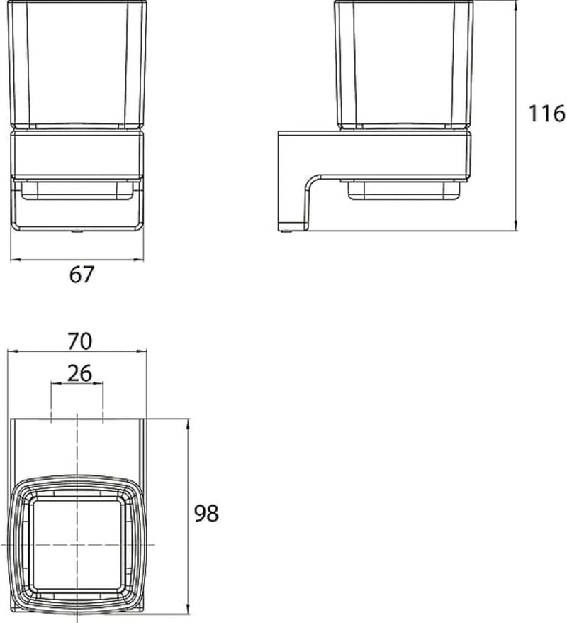 Emco Cue Glashalter mit 1 Glas, markant geformter Zahnbürstenhalter zum Kleben oder Schrauben, hochw