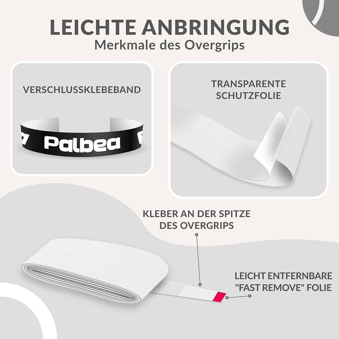 Palbea Padel Griffbänder - 3/6/12/22/60 Stück - Extra Klebrig - Hohe Schweissabsorption - Rutschfest