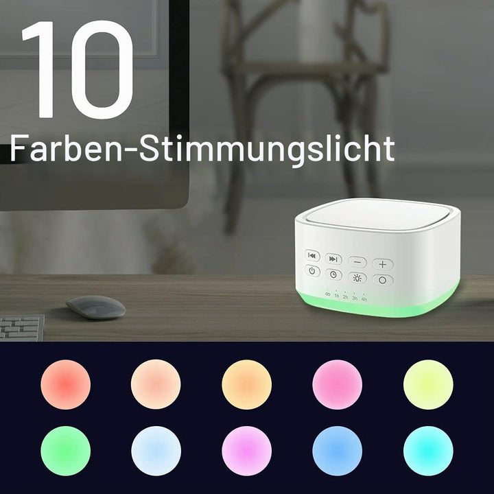 Magicteam Einschlafhilfe Weisses Rauschen mit 10 Farben Lichter und 25 Natürliche Berruhigen Klänge