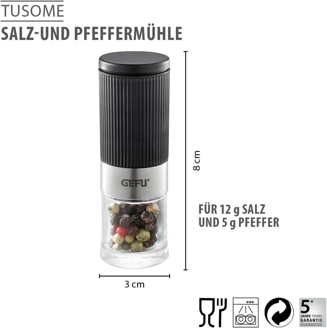 GEFU Salz- Und Pfeffermühle Tusome, 2 Stück, Schwarz