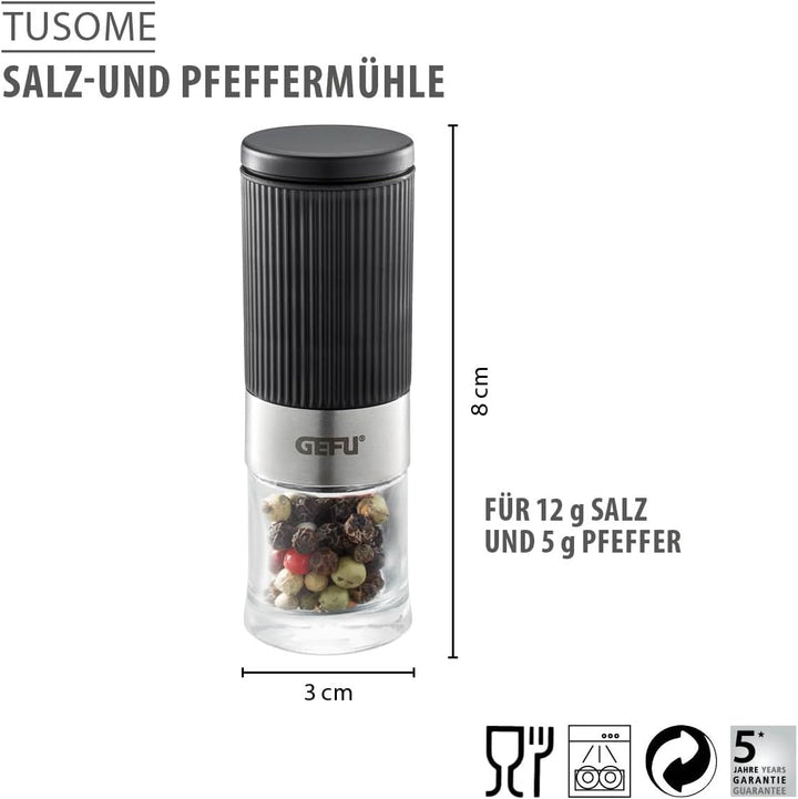 GEFU Salz- Und Pfeffermühle Tusome, 2 Stück, Schwarz