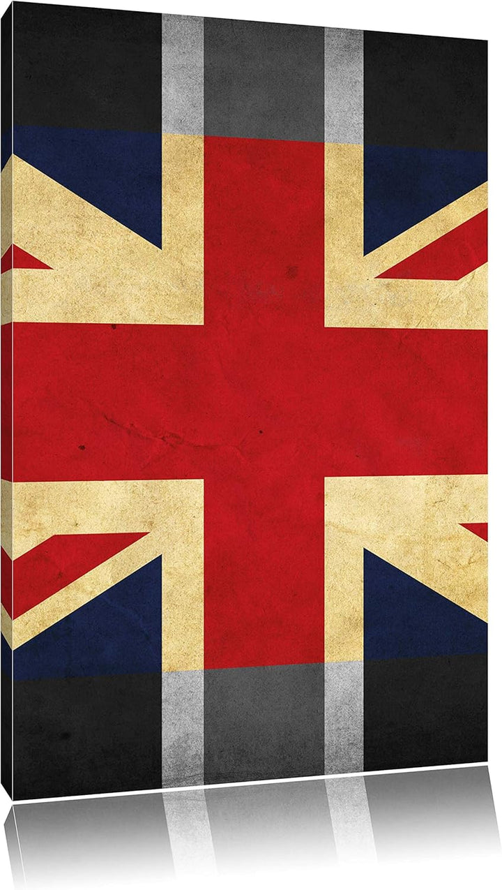 Pixxprint Landesflagge von England B&W als Leinwandbild/Grösse: 100x70 cm/Wandbild/Kunstdruck/fertig