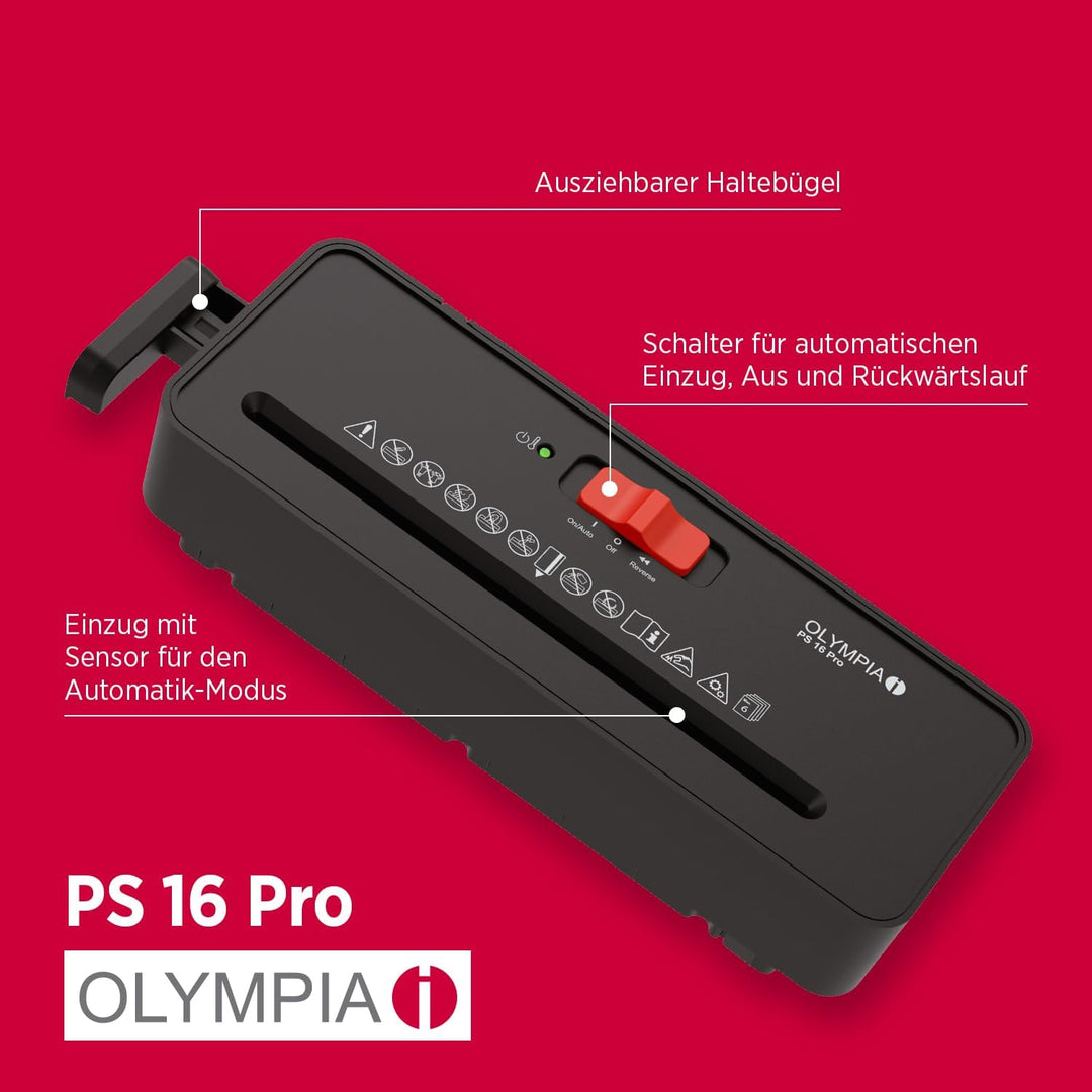OLYMPIA PS 16 Pro Aktenvernichter Aufsatz schwarz | Kompakter Papierschredder für zu Hause | Schredd