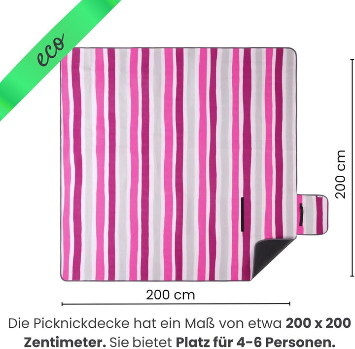 wometo eco-line nachhaltige Picknickdecke wasserdicht 200x200 100% recyceltes Fleece XXL Outdoor Ges