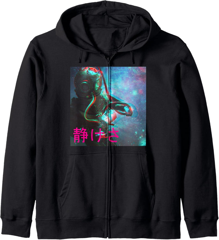 Aesthetic Vaporwave Otaku Scuba Diver In Space Kapuzenjacke