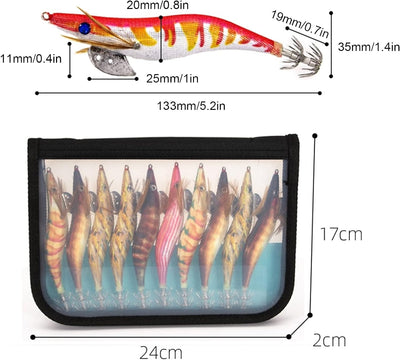 10Pcs Angelköder Tintenfisch Jig Haken Harte Fischen Garnelen Köder Gefälschte Garnelen Glühen Köder