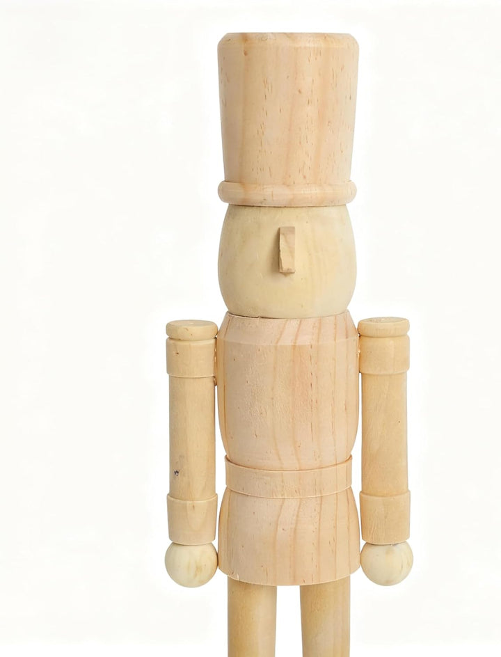 PE Nussknacker Holzfigur Unbemalt 38 cm - Grosses DIY Bastelset zum Bemalen, Holzrohling Soldat Figu