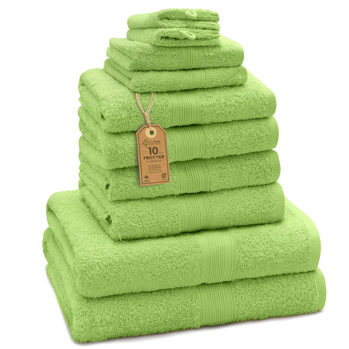 GREEN MARK Textilien 10 TLG. FROTTIER Handtuch-Set mit verschiedenen Grössen 4X Handtücher, 2X Dusch