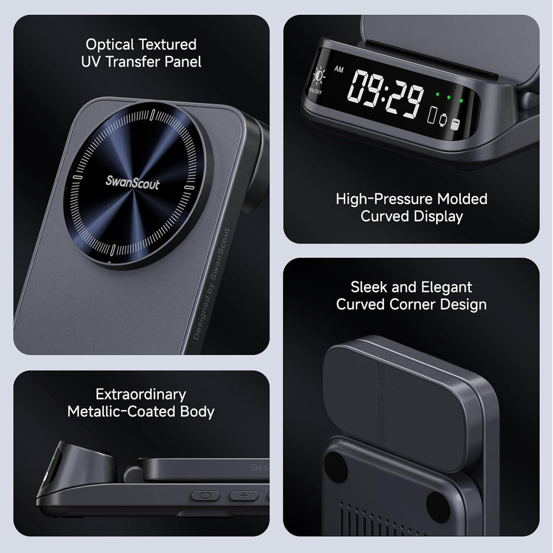 SwanScout 708M Induktive Ladestation, Faltbares 3 IN 1 Magnetisches Ladegerät für Apple Watch und iP