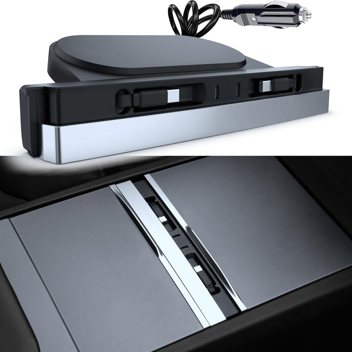 USB Hub für Tesla Model Y Juniper 2025-2026 und Model 3 Highland 2024-2025, 135W Zwei Ausziehbare Ty