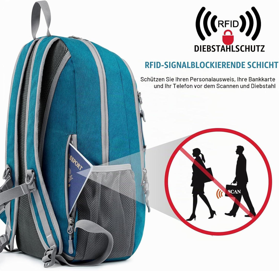 G4Free Kleiner Rucksack 12L/20L Unisex Tagesrucksack Leichter Blau (Pfau) 20L, Blau (Pfau) 20L
