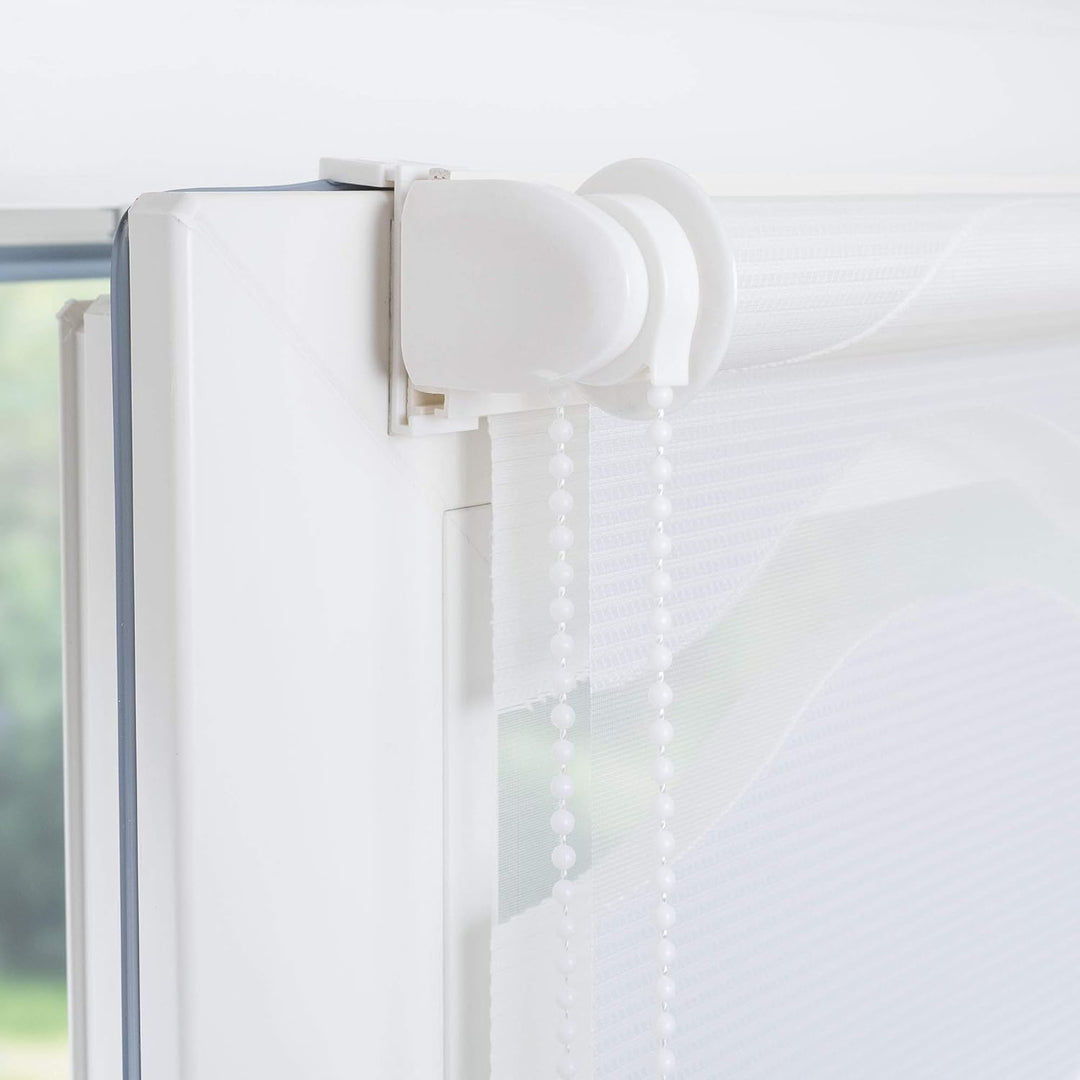 Klemmfix Doppelrollo Weiss Wave - Breite 40 bis 120 cm, Länge 150 cm BZW. 210 cm - Duo - Rollo ohne