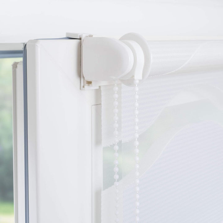 Klemmfix Doppelrollo Weiss Wave - Breite 40 bis 120 cm, Länge 150 cm BZW. 210 cm - Duo - Rollo ohne