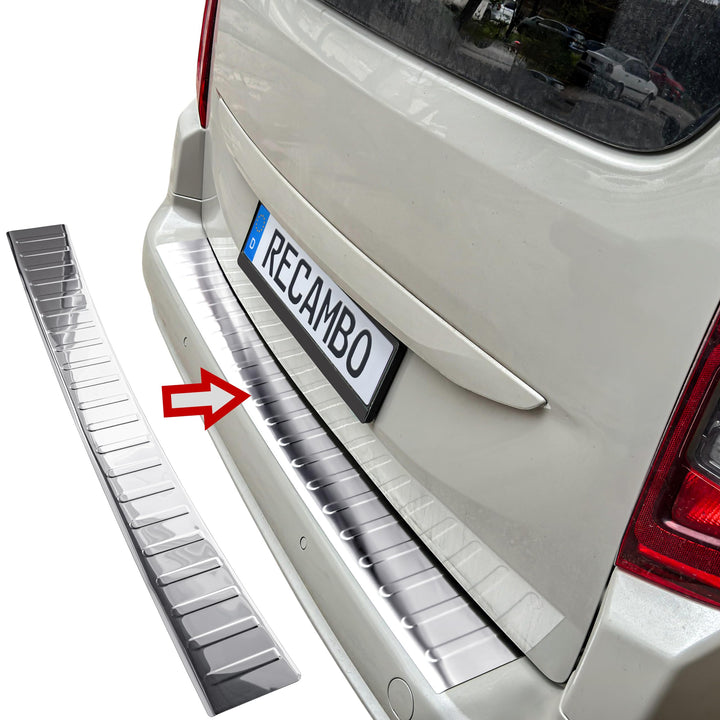 RECAMBO Ladekantenschutz Edelstahl Hochglanz poliert, Chrom Look - kompatibel für Peugeot Rifter - B