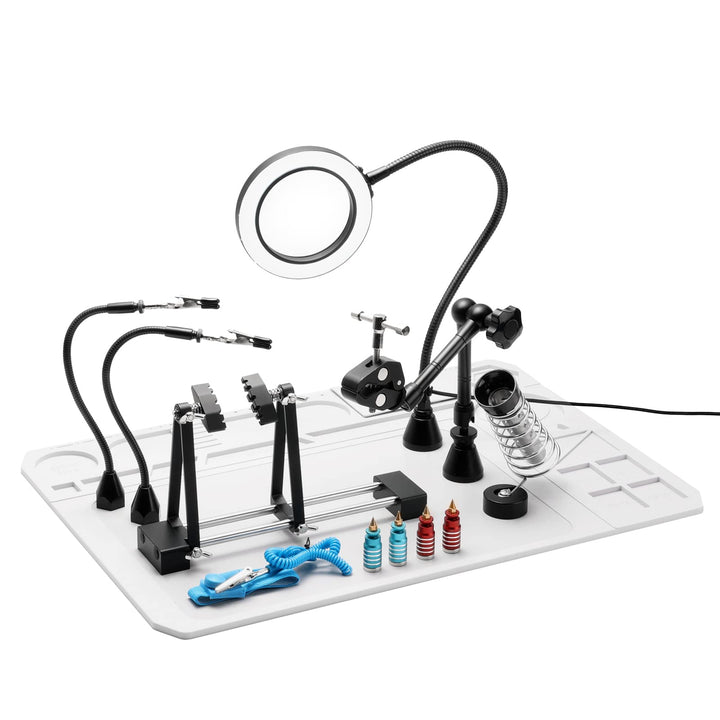 SainSmart 2-in-1 Luxuriöses Löt-Set mit Premium-Silikon-Lötmatte, kippbarem Platinenhalter mit 5-fac