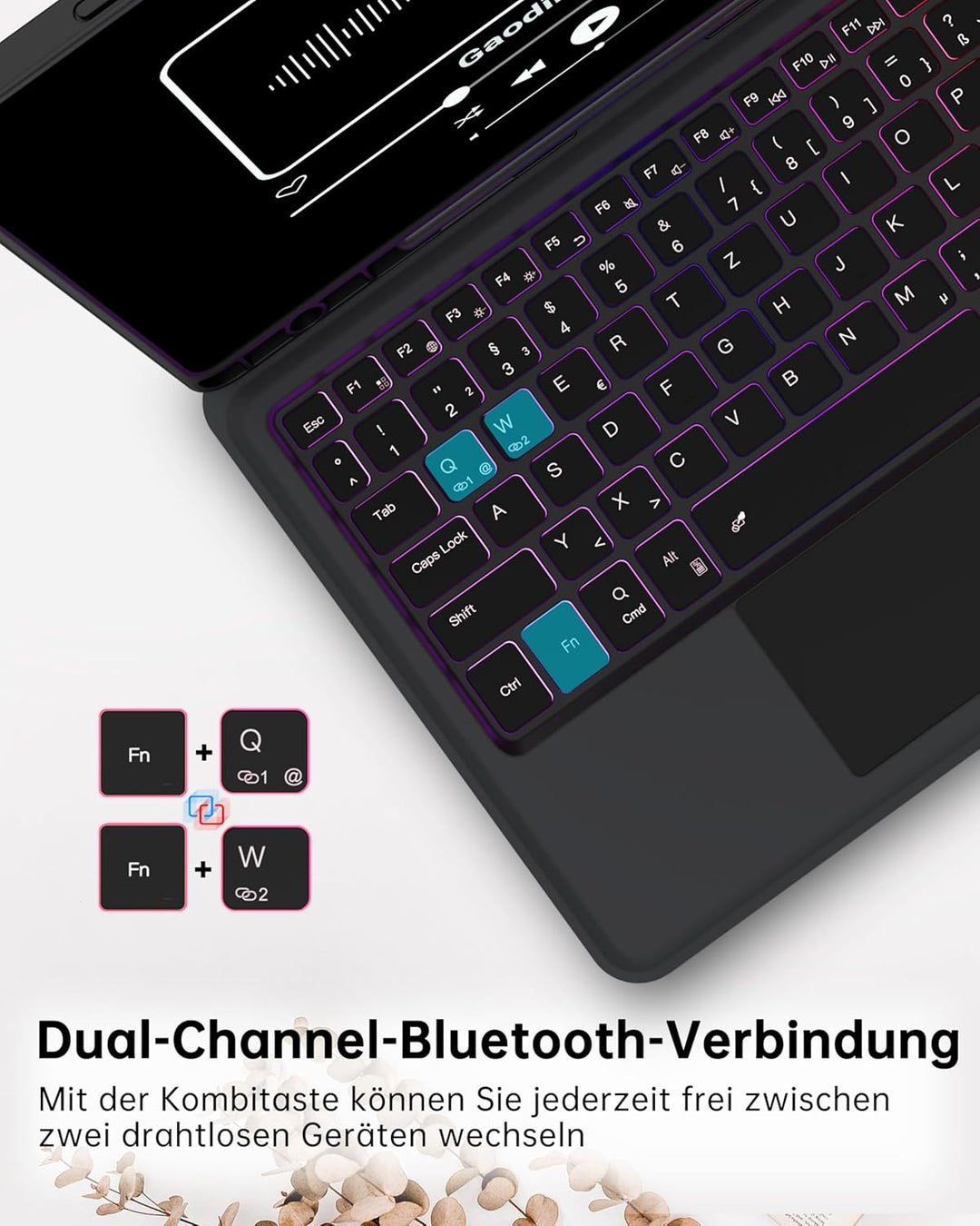 Ai Key Tastatur für Samsung Galaxy Tab S10 Lite/S10 FE/S9 FE/S9 : DEX-Modus mit einem Klick,Auto Auf