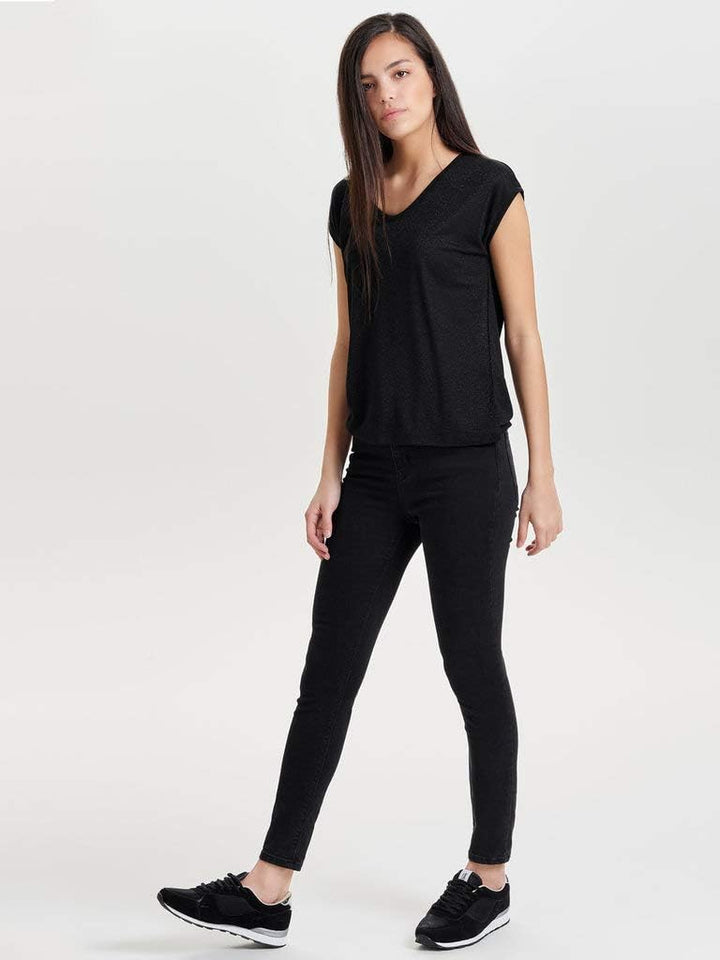 ONLY Vic Short Sleeve Top 40 (Packung mit 4) Schwarz, 40 (Packung mit 4) Schwarz