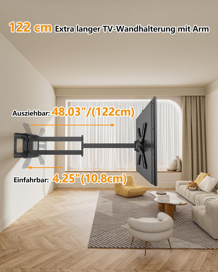 FORGING MOUNT TV Wandhalterung mit 1220mm Langem Arm, Schwenkbare Neigbare TV Halterung für 26-75 Zo
