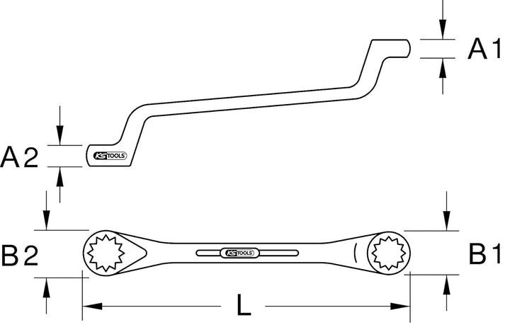 KS Tools 5170853 CLASSIC Doppel-Ringschlüssel, gekröpft, 21 mm x 24 mm