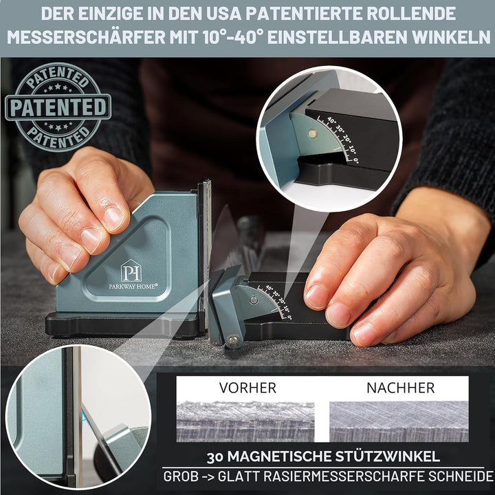 Original verstellbares Rollmesserschärfer-Set: verstellbare Höhe, 10 ° bis 40 ° für 30 Winkeloptione