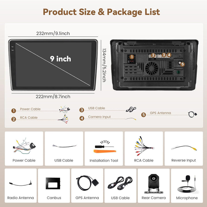Hikity Android 15 4+128G Autoradio für Citroen Berlingo B9 2008-2017/Peugeot Partner 2008-2019 mit 9