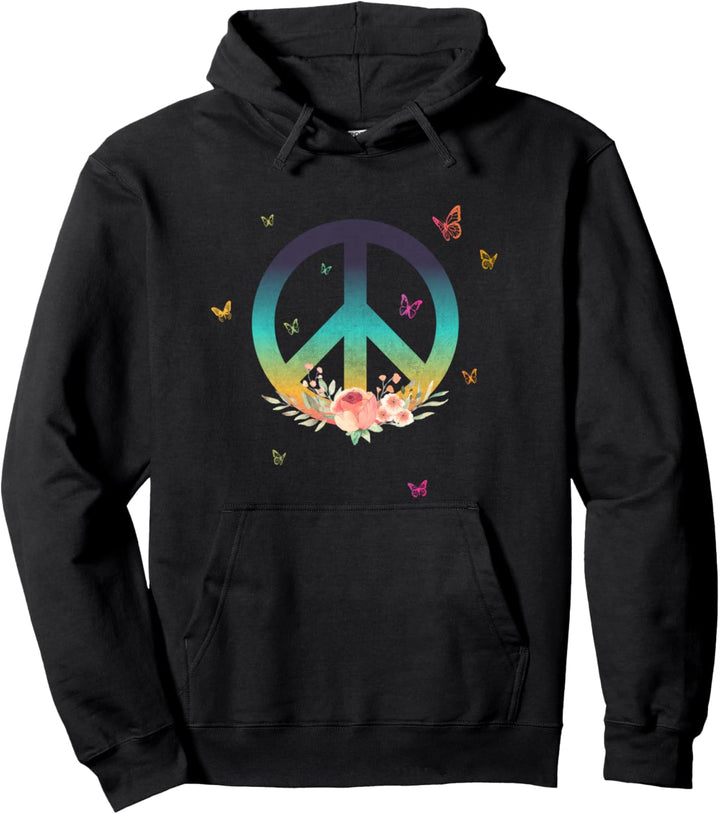 Make Peace Not War - Peace Logo mit Rose Pullover Hoodie