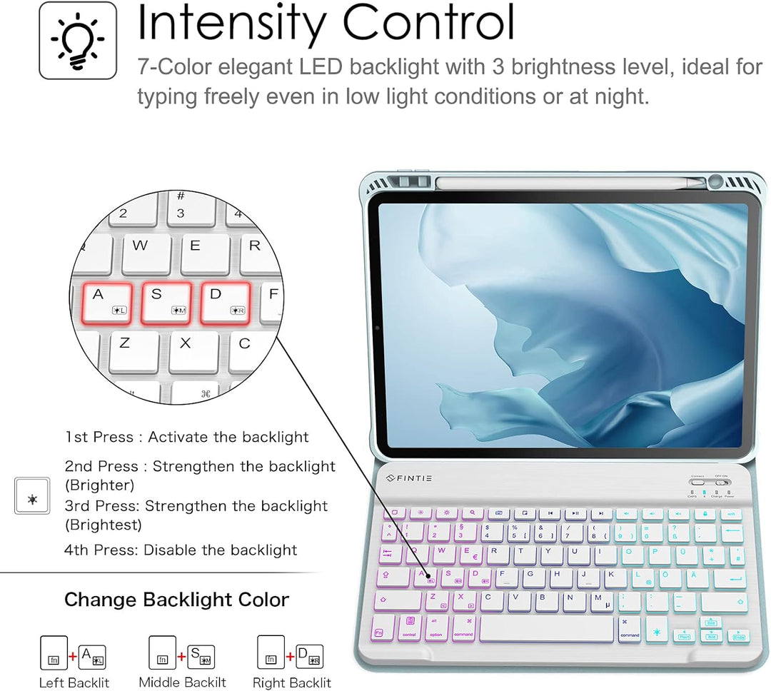 Fintie Tastatur Hülle für iPad Pro 11 Zoll 2022 / iPad Pro 11 2021/2020/ 2018 - Soft TPU Rückseite G