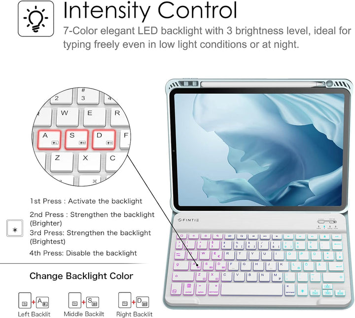 Fintie Tastatur Hülle für iPad Pro 11 Zoll 2022 / iPad Pro 11 2021/2020/ 2018 - Soft TPU Rückseite G