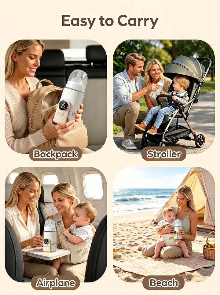 Flaschenwärmer Baby Unterwegs,Tragbarer Flaschenwärmer Baby mit LCD-Display USB-Ladung Babyflaschenw
