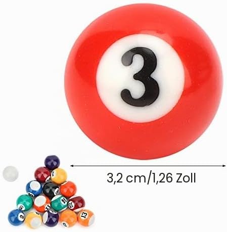 GOTOTOP Mini Pool Ball Billard Set, 16PCS 32MM Harz Kinder Pool Billardkugel Billardtisch Enthält 15