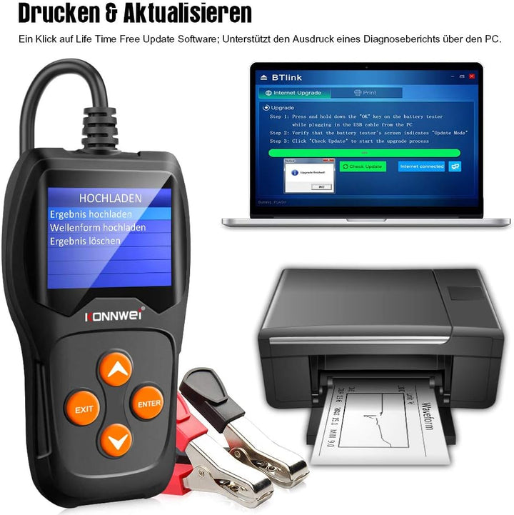KONNWEI KW600 12V Professional Batterietester 100-2000 CCA 220AH Automotive Batterie Analyzer Batter