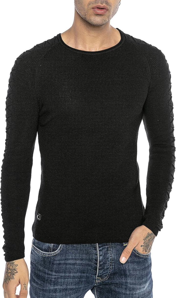 Red Bridge Herren Strickpullover Pullover Slim-Fit Cross Lines XL Schwarz, XL Schwarz