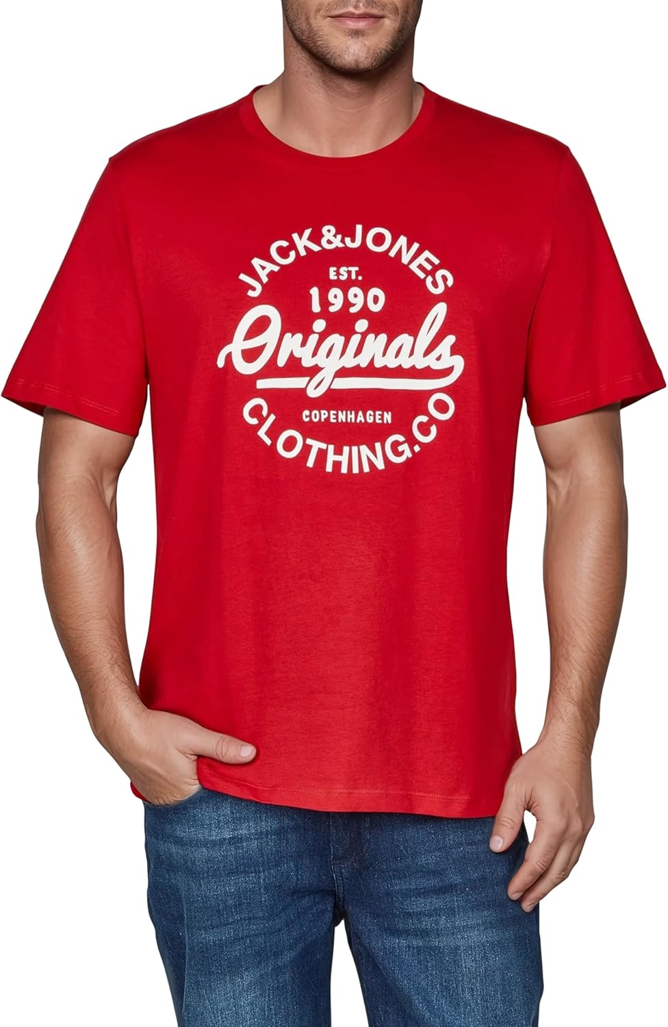 JACK & JONES JJLINO T-Shirt 4er Pack Rundhals Kurzarm Shirt Regular Fit Print Sommer 100% Baumwolle