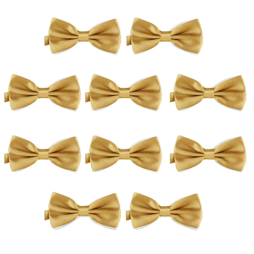 DonDon 10er Set Herren Fliege 12 x 6 cm gebunden und längenverstellbar Messing, Messing