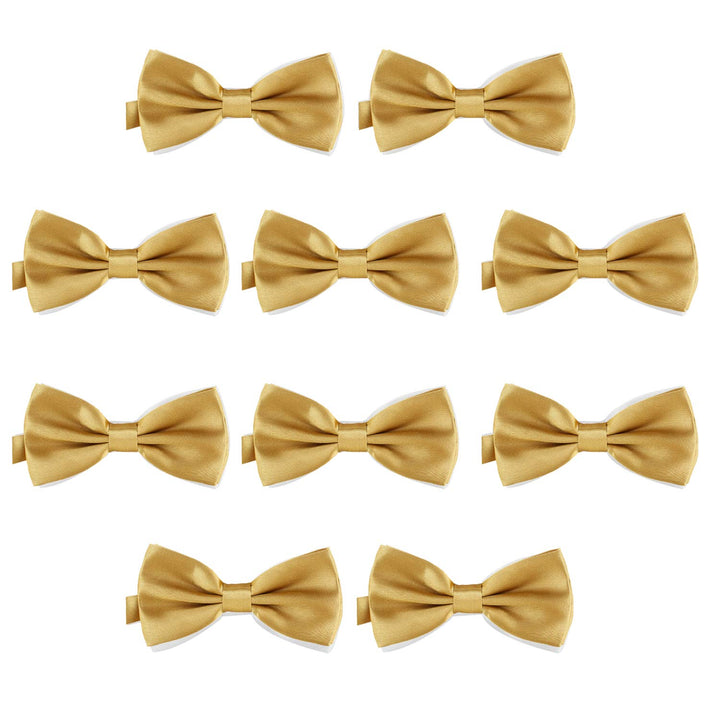 DonDon 10er Set Herren Fliege 12 x 6 cm gebunden und längenverstellbar Messing, Messing