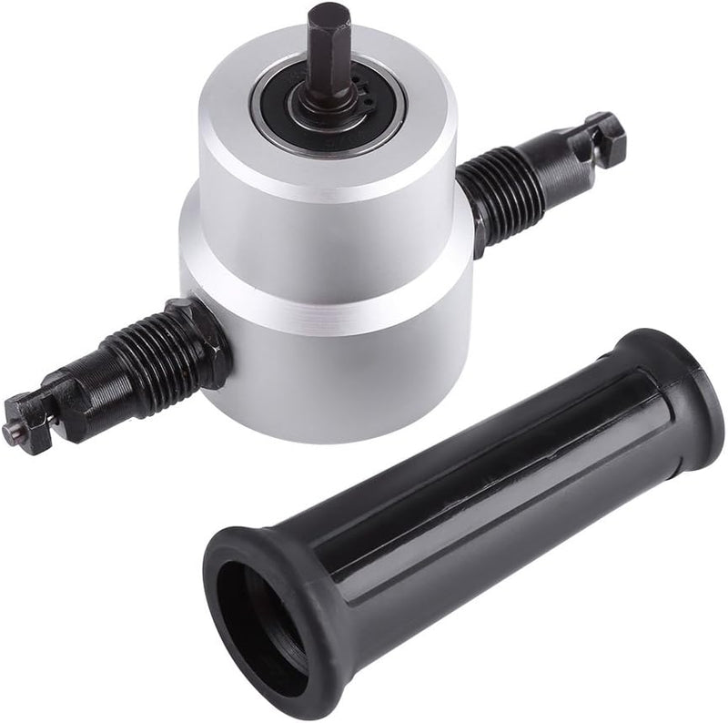 Doppelkopf-Blechschneider, Elektrische Bohrmaschine, Aufsatz, Knabber-Schneidwerkzeug-Set, Geschnitt