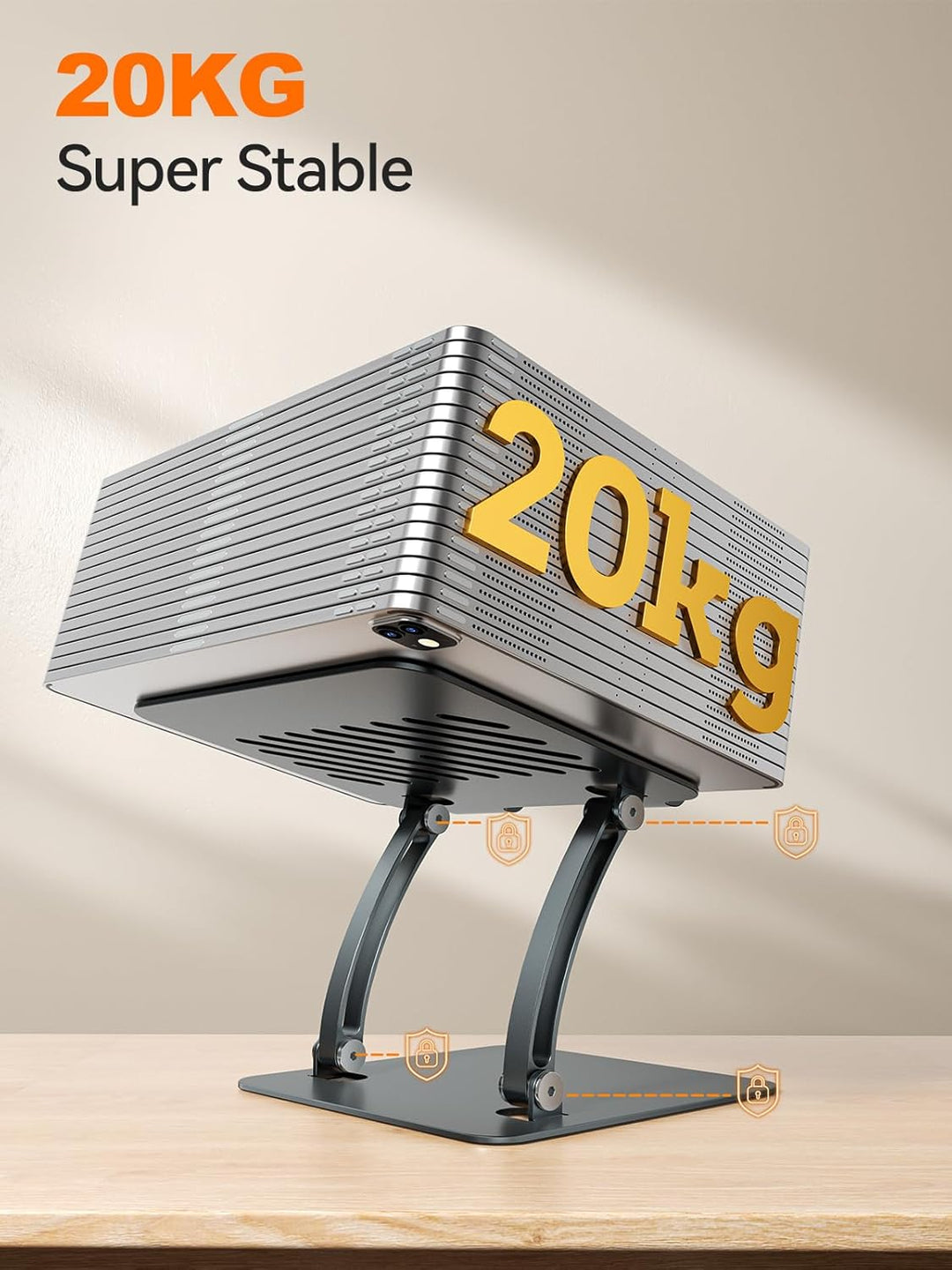tounee Verstellbarer Tablet Ständer aus Aluminium, Doppelstangen-Design, für Tablets 4–17.3", iPad 1