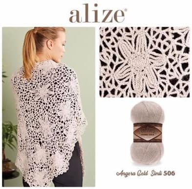 Hobby YARN Alize 5x 100 g Angora Gold Simli Türkische Premium Wolle Mohair aus Schurwolle mit Glitze