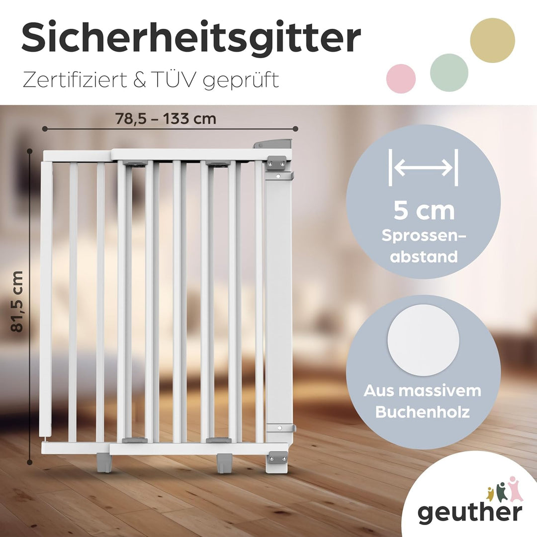Geuther 2734 schwenkbares Türschutzgitter Passung: 86 cm - 133 cm Schutzgitter zum Bohren extra hohe