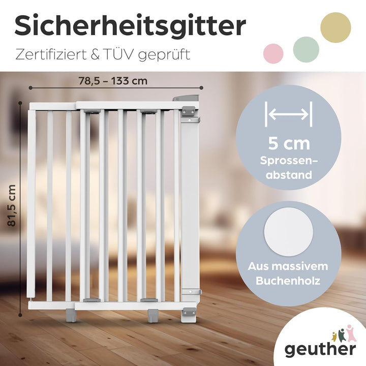 Geuther 2734 schwenkbares Türschutzgitter Passung: 86 cm - 133 cm Schutzgitter zum Bohren extra hohe