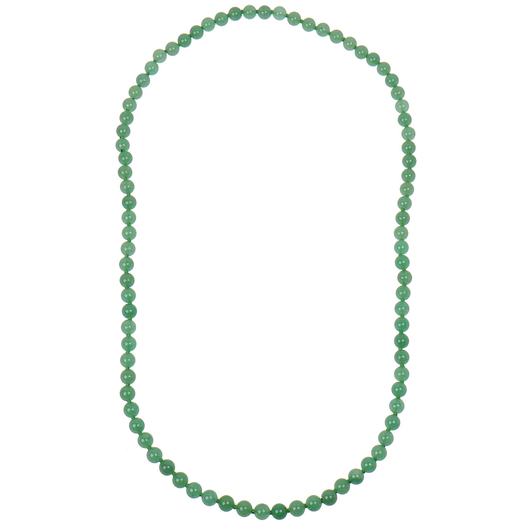 Damen Edelstein-Kette 80cm – 8mm Naturstein-Perlenkette handgeknotet | Ohne Verschluss | Spirituelle