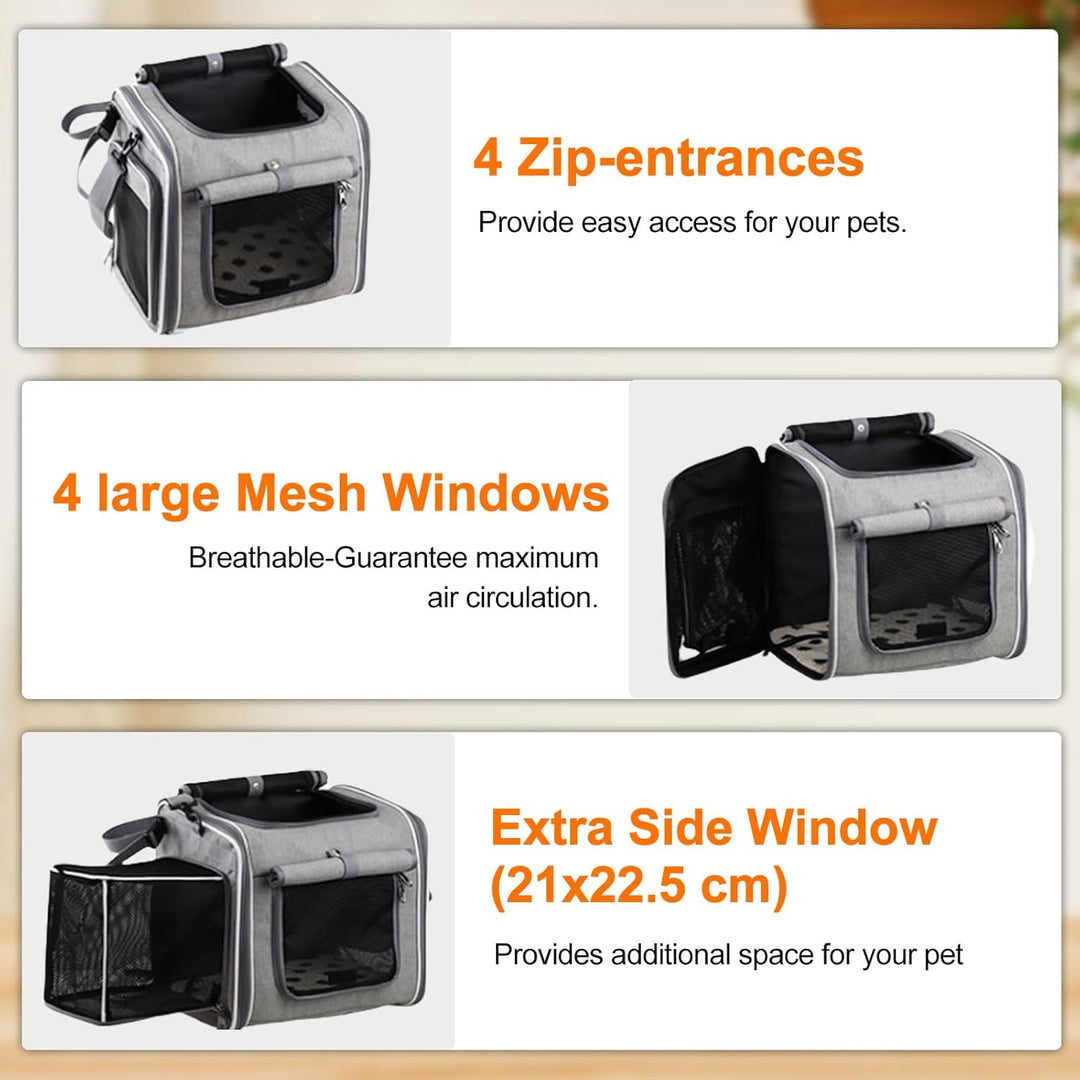 Hundekorb Fahrrad Vorne, 4-in-1 Hundekorb für Fahrrad,Faltbar Erweiterbarer Hunderrucksack bis 8KG,m