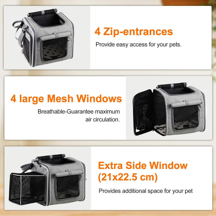 Hundekorb Fahrrad Vorne, 4-in-1 Hundekorb für Fahrrad,Faltbar Erweiterbarer Hunderrucksack bis 8KG,m