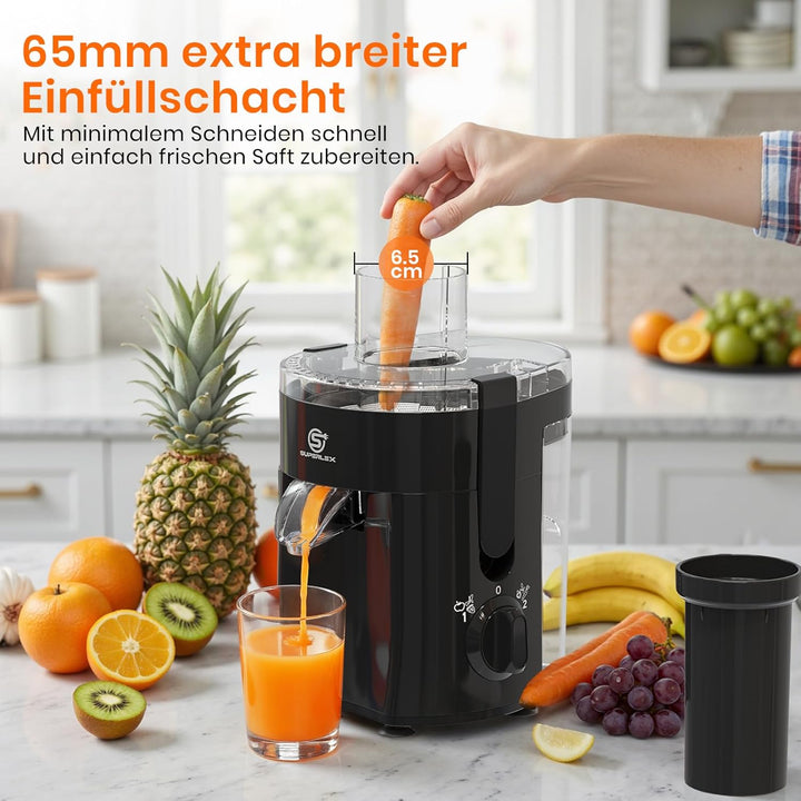 Elektrischer Entsafter 400W Zentrifugalentsafter Saftpresse Juice Mit 65mm Einfüllöffnung Und 600ML