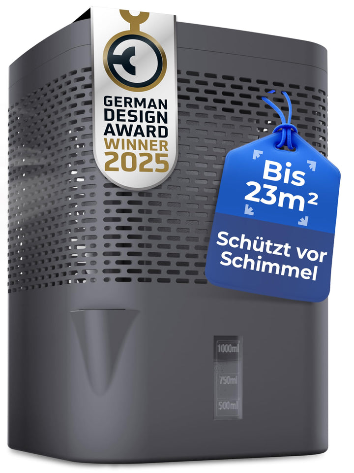 BonAura® AirOne Luftentfeuchter ohne Strom mit 360° Belüftung I Raumentfeuchter mit Ausgiesser & 680