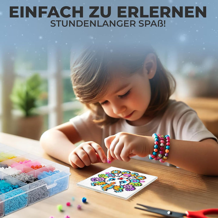 DEUPO24 Bügelperlen Set 5mm, 36 Farben, 10000 Perlen, Steckperlen mit Platten Bügelperlen Gross, Kin
